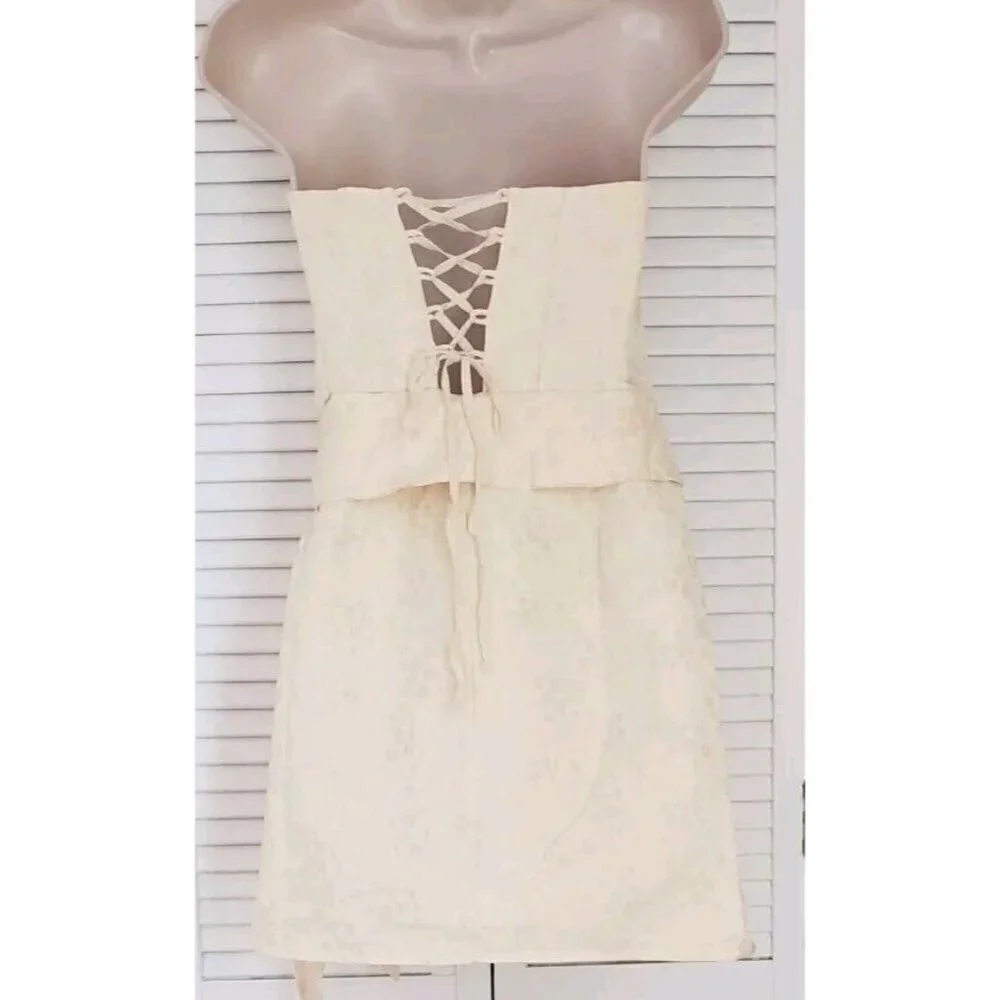 NWT STORIA DAISY EMBOSSED PRINT STRAPLESS CORSET MINI DRESS GIRLS  SIZE LARGE(8) - Picture 7 of 12
